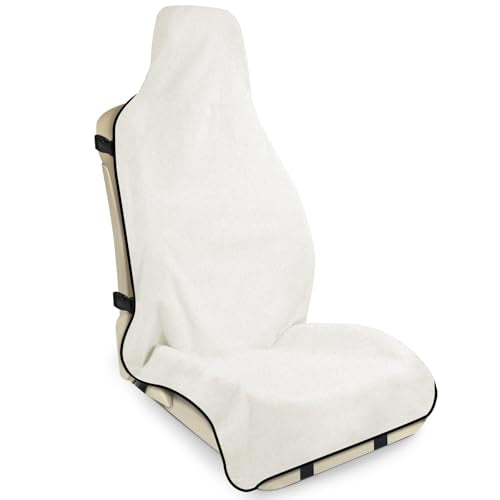 INFANZIA Waterproof Sweat Towel Seat Cover, Premium Car Seat Towel Protector for Trucks SUV Jeep, Universal Non-Slip Bucket Seat Covers for Post Gym Workout, Running, Swimming, Beach (White, 1Pcs) - color: White, size: one