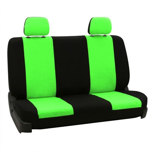 FH Group Pair Set Flat Cloth Car Seat Covers- Universal Fit for Trucks, SUVs, and Vans (Green/Black) FB050102 - color: Green