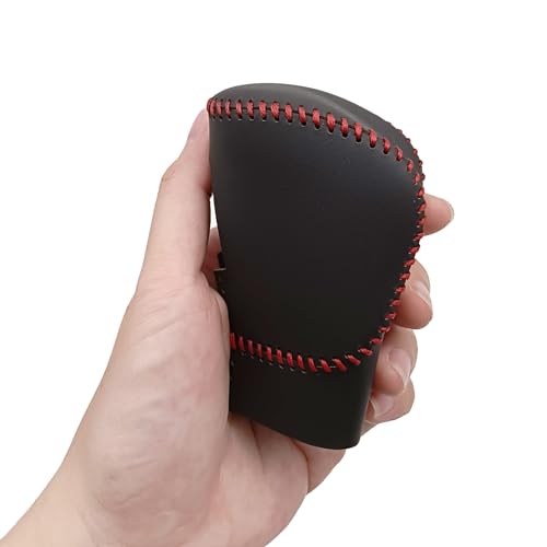 Compatible with DIY Genuine Black Leather Gear Shift Knob Cover Interior Accessories Protective Decoration for Honda CRV 2023 2024 2025 2026 Red Stitches