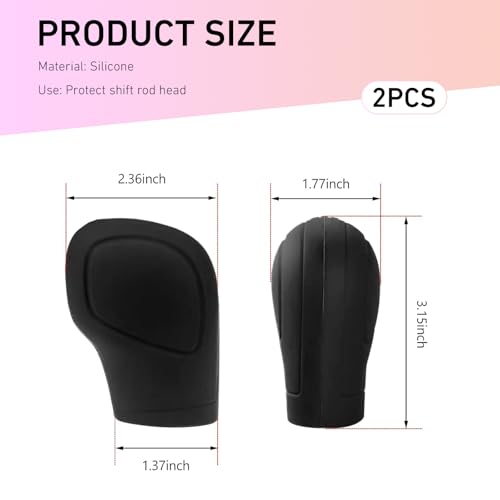 2 PCS Car Gear Shift Knob Cover, Anti-Slip Gear Stick Shifter Protector, Elastic Silicone Shift Protector Cover, Universal for Men, Women, Truck, SUV (Black) - color: Black