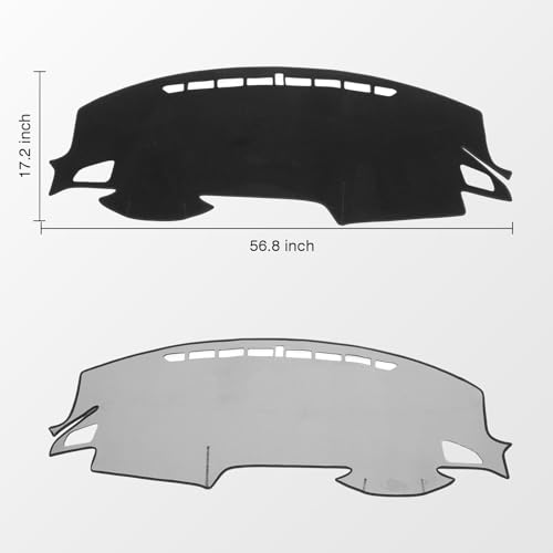 KUST Black Dash Cover Mat for Honda Civic 2016-2021 (Hatchback/Sedan/Coupe) Polyester Non-Slip Dashboard Cover Interior for Civic Accessories Sunshade Windshield Glare - size: 56.8''×17.2'' (Honda Civic 16-21)