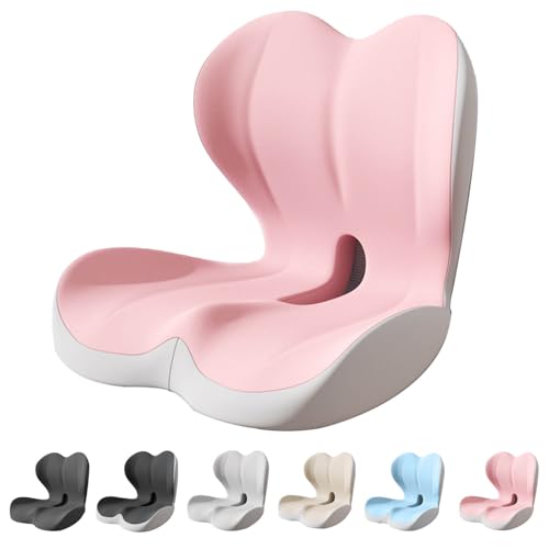 Back and Seat Cushion, Car Seat Cushion, Soothe+ Cushion, Memory Foam L-Shaped Integrated Seat Cushions Lumbar & Lower Back Support for Office Chair, Car (Pink-C) - color: Pink-c