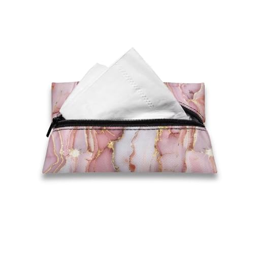 Pink Marble Reusable Wipes Pouch for Tissues Portable Travel Tissues Small Size Pocket Tissue Holder for Purse Lightweight Coins Tissue Pouch for Bag Car Office Home - color: Pink Marble