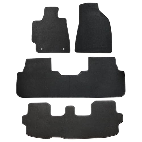 Mythoria Custom Fit Car Floor Mats Fit for Toyota Highlander 7Passengers 2009 2010 2011 2012 2013, Waterproof Velour Carpet Full Set, All-Weather Protection, Anti-Slip Backing, Odorless, Black