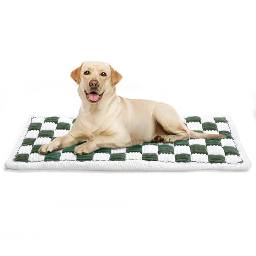 Dog Car Seat Cover for Back Seat, Plaid Backseat Pet Bed Mat, Non-Slip Travel Dog Bed for Backseat Extenders, 24.8" x 54", Green and White - color: Green and White