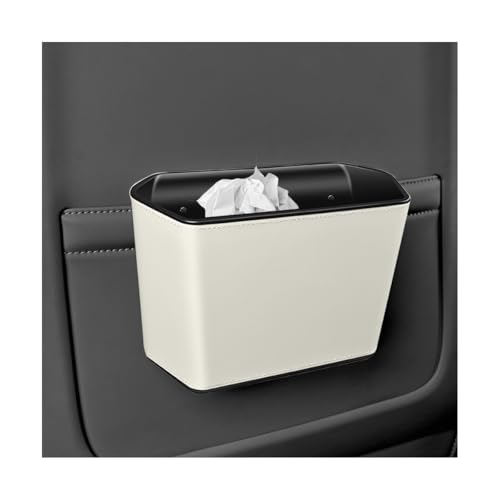 Car Trash Can, Small Waterproof Vehicle Trash Bin Garbage Container for Door Backseat, Multi-Purpose Automotive Interior Trash Bag Storage Organizer, Universal for Most Vehicles (Beige) - color: Beige