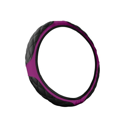 15 Inch Car Leather Steering Wheel Cover, Automotive Accessories Elastic Breathable Anti-Slip Soft Wheel Protector Fits Men and Women, Suitable for SUVs, Trucks, Vehicles and RVs (Purple) - color: Purple