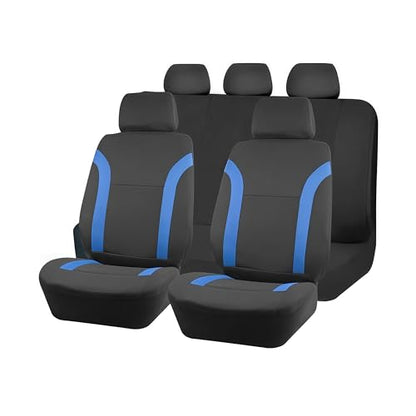 Car Seat Cover Full Sets, 9PCS Waterproof Vehicle Front and Rear Split Bench Covers with 3D Foam Back Support, Breathable Auto Seat Protective Accessories, Universal for SUV RV Truck (Blue) - color: Blue