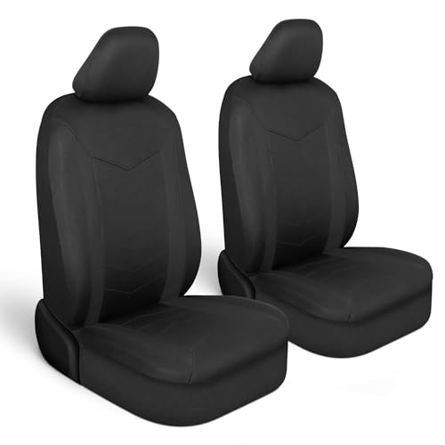 Motor Trend SpillGuard 2 Black Seat Covers for Cars & Seat Covers for Trucks - Neoprene Lining Waterproof Car Seat Covers Front Seats Only - SUV Seat Covers Protector - Forros para Asientos de Carro