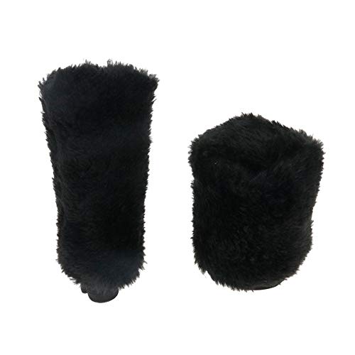 Modengzhe 2 Pcs Plush Car Handbrake and Gear Shift Knob Cover, Warm and Anti-Slip Protective Sleeves, Black