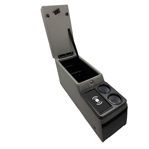 Truck Center Console Truck Seat/Bench Organizer with Wireless Charging and Holder Cups for Jeep CJ5 1976-1983,Jeep CJ7 1976-1986,Jeep Wrangler(YJ) 1987-1995 (Gray)