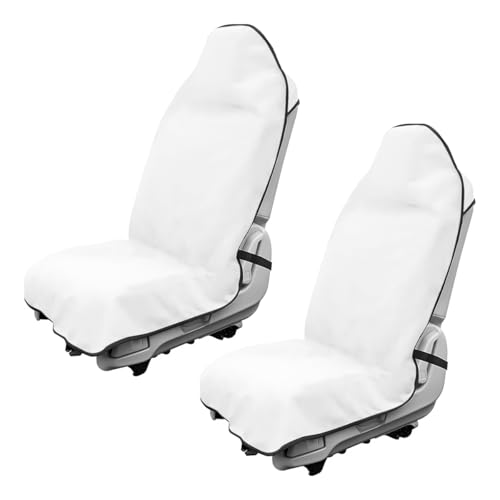 DXNQ 2PCS Car Towel Seat Cover, Waterproof Sweating Non-Slip Premium Soft Towel Carseat Protector, Universal Machine Washable Car Truck SUV Front Seat Cover for Gym Workout Beach Hiking (White) - color: White, 2pcs, Front