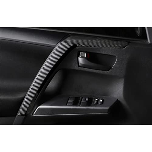 x xotic tech Set Carbon Fiber Style Interior Door Handle & Door Armrest Pull Handle Accessories Cover Trim Combo Kit, Compatible with Toyota Rav4 2013-2018