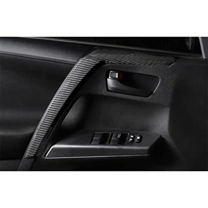 x xotic tech Set Carbon Fiber Style Interior Door Handle & Door Armrest Pull Handle Accessories Cover Trim Combo Kit, Compatible with Toyota Rav4 2013-2018