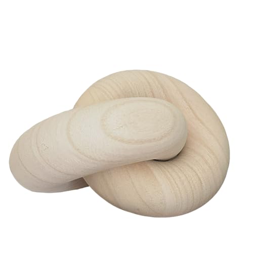 Wood Knot Decor Natural-2 Link Wooden Chain Link Coffee Table Wooden Knot Decorative Boho Farmhouse Rustic for Living Room Bookshelf Objects Ornament - color: Natural
