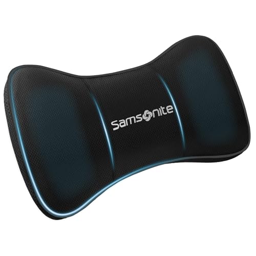 SAMSONITE Travel Neck Pillow – Memory Foam Car Seat Headrest Cushion, Ergonomic Neck Support for Driving, Adjustable, Comfortable Head Rest for Long Trips, Travel Pillow for Cars & Office Chairs - color: Car Neck Pillow / Natural Black
