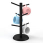 Black Coffee Mug Holder, Non-Slip Cup Tree With 6 Hooks for Counter, Rack (Black)