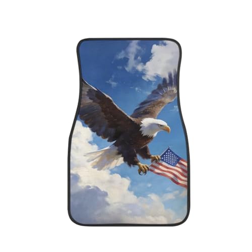 Eagle Print 4pcs Set Car Front & Back Seats Foot Mats Automobile Durable Floor Carpets for Women Men - color: Eagle