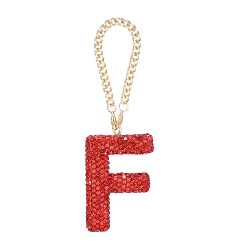 MECCANIXITY Bling Car Letter Charm, Initial F Letter Interior Car Rear View Mirror Decoration Hanging Crystal Ornaments for Women Bags Water Cup DIY Craft, Red - style: Letter F