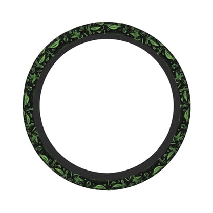 Green Alien UFO Moon Universal Steering Wheel Covers, Cute Car Accessories for Women Girls Car Truck - color: Green Alien UFO Moon