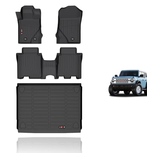 KELCSEECS® Floor Mats & Cargo Liner for 2021 2022 2023 2024 2025 2026 Ford Bronco(Not Sport) 4 Door All Weather Car Mats Floor Liners Trunk Mat Cargo Mat Ford Bronco Floor Mats Accessories - style: 5)For 2021-2026 Bronco(Not Sport) Full Set