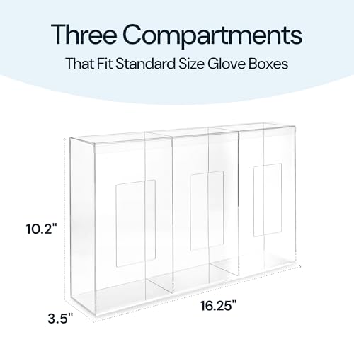 Triple Clear Acrylic Glove Box Holder & Hygiene Dispenser Station with Dust Lid - Tabletop or Wall Mount Organizer for Face Masks, Wipes, and Tissues - Storage for Office Salon & Garage - size: Triple