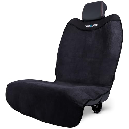 Happeseat Waterproof Car Seat Cover & Protector – Universal Fit Car Seat Towel Cover – Non-Slip Backing, Easy Install & Storage, Machine Washable, Fits Front & Back, Black