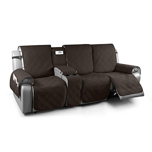 TAOCOCO 100% Waterproof Recliner Couch Covers with Console, Sofa Covers for Reclining Sofa 3 Seat with Straps Design, Split Recliner Sofa Cover Furniture Pets Kids Protector (3 Seater, Chocolate) - color: Chocolate, size: 3 Seater