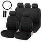 Car Seat Covers, 100% Breathable with Composite Sponge Inside, Airbag Compatible Universal Fit Accessories Auto for Cars, Trucks, Sedan, Van, SUVs (Black, 21PCS Full Set)