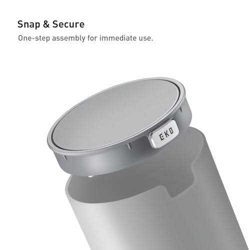 EKO Mini Desk Trash Can with Swing-Top Lid 0.4 Gallon Small Table Round Wastebasket for Office, Home, Car (Grey) - color: Grey, size: Tabletop 1.5 Liters