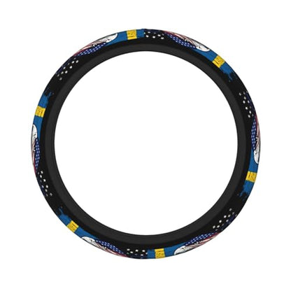 Sweden Swede Swedish Flag America Eagle Breathable Neoprene Steering Wheel Cover - Anti-Slip Floral Design Universal Fit for Cars/Trucks/Suvs (14.5"-15" Inch) - color: Sweden Swede Swedish Flag America Eagle