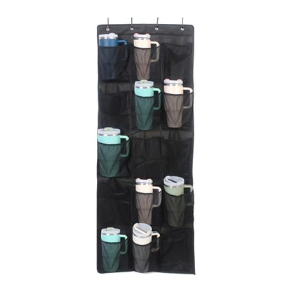 UXIETIN Cup Storage Organizer Compatible Stanley - 15 Large Bottle Pockets, Hanging Wall Mount for Various Sizes, Tumbler Storage Accessories