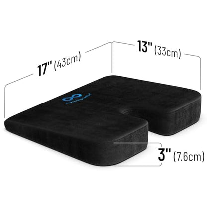 Everlasting Comfort Car Seat Cushion for Driving - Wedge Car Cushion for Office, Travel, Gaming Chair Memory Foam Driver Booster for Short People, Non-Slip, Washable Cover, Back & Sciatica Relief
