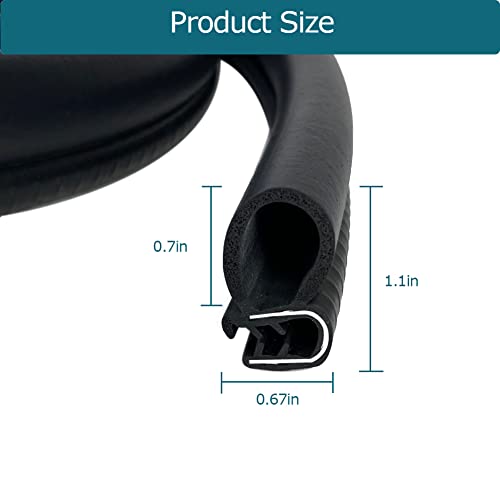 Car Door Rubber Seal Strip with Side Large Bulb(26Ft), Automotive Weather Stripping, Edge Trim for Boats, Automobile, RVs, Trucks