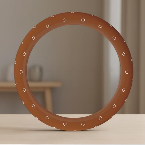 Soft Brown Steering Wheel Cover Cute Cloth Fabric Car Wheel Cover Breathable Washable Cool in Summer Universal 14.5 15 Inch
