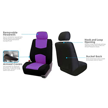 FH Group Car Seat Covers Front Set in Cloth -Car Seat Covers for Low Back Car Seats with Removable Headrest,Universal Fit,Automotive SeatCovers,Washable Car SeatCover for SUV,Sedan,Van Purple - color: Purple, style: Seat Cover Front Set