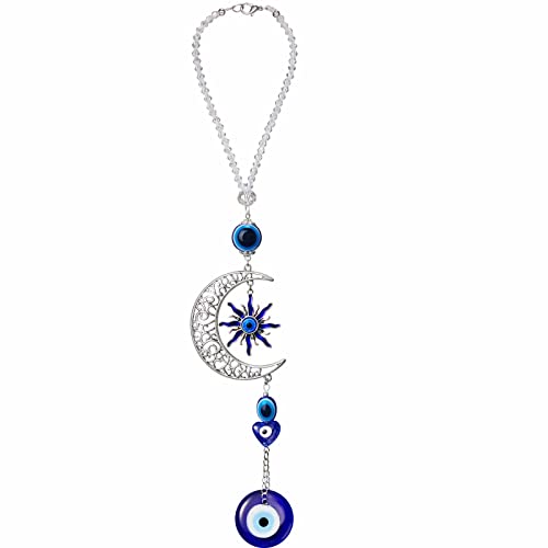 Evil Eye Car Hanging Ornament Evil Blue Eye Charms for Rear View Mirror Beaded Decor Car Accessories Pendent for Window Door Frame Balcony(Vivid Style,Blue) - style: Vivid Style