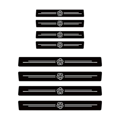 8PCS Car Door Sill Protector, Universal Waterproof Leather Automobile Door Threshold Strips Stickers, Anti-Scratch Vehicle Doors Entry Guards Cover Accessories for Car SUV Truck (Black) - color: Black