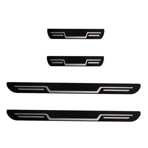 Craedli 4PCS Car Door Sill Protector Sticker, Stainless Steel Auto Door Edge Guard, Anti-Scratch Door Sill Threshold Protection Strip, Universal Car Interior Decoration for Sedan SUV (Black-Mirrored) - color: Black-Mirrored