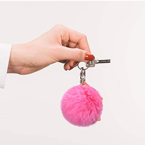 Cute Faux Rabbit Fur Ball Pom Pom Keychain Car Key Ring Handbag Tote Bag Pendant Purse Charm - color: Pink