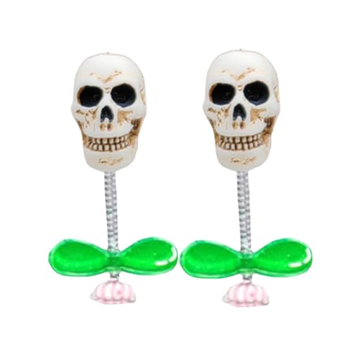 Vibrant Bobblehead Skull Car Decoration for Dashboard - Trendy Halloween Car Interior Ornament (Type 2) - size: type 2