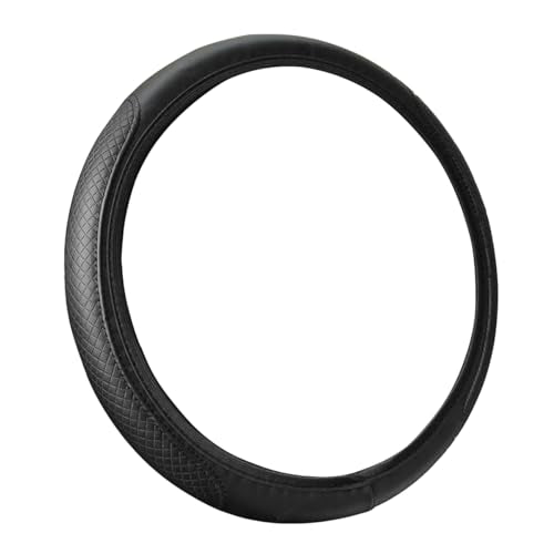 Leather Car Steering Wheel Cover for Men Women, Elastic, Breathable Anti-Slip, Universal 15 inch, (Black1)