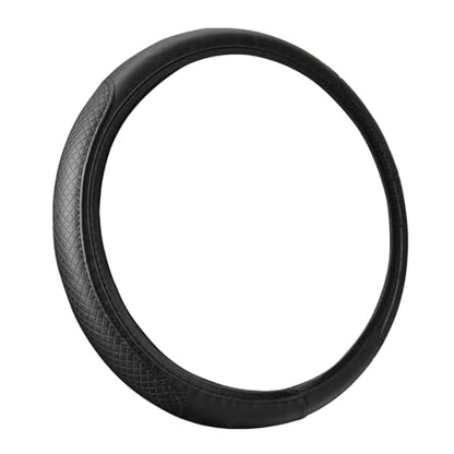 Leather Car Steering Wheel Cover for Men Women, Elastic, Breathable Anti-Slip, Universal 15 inch, (Black1)