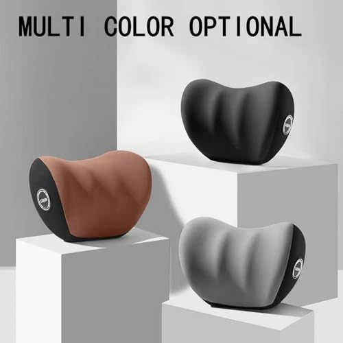 LIQUN Memory Foam Car Neck Pillow, Neck Support Pillow, Neck Support Pad Pain Relief, Adjustable Belt and Breathable Detachable, Suitable for Most Car Pillows Grey