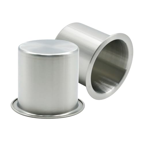 Anxingo 2 Pcs Stainless Steel Cup Holder, Silver Poker Table Drink Holder, Drop-in Cup Drink Holder for Yacht Boats RV Cars and Trucks