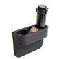 Car Cup Holder, Auto Front Seat Cup Holder, PU Leather Cover Cup Drink Holder, Car Seat Gap Filler Organizer, Side Cup Holder for Car Coin Bucket, Cell Mobile Phone Holder, Black