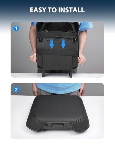 Center Console Cover for 2023 2024 2025 2026 F250 F350 F450 F550 Super Duty Accessories, Vinyl Leather Middle Armrest Cusion Protector, Bucket Seat Only, Anti-Scratch, Black Gray Stitch - size: Bucket Seat, 23-26 F250-F550, gray stitch