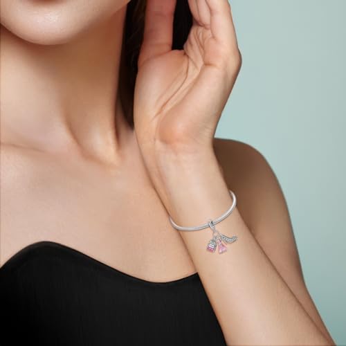 NARMO Charms for Bracelets 925 Sterling Silver Star Dangle Charms Car Keys Lipstick Dangle Charm Beads for Women Bracelets Necklace - color: Perfume