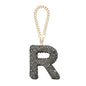 MECCANIXITY Bling Car Letter Charm, Initial R Letter Interior Car Rear View Mirror Decoration Hanging Crystal Ornaments for Women Bags Water Cup DIY Craft, Gray - style: R Letter