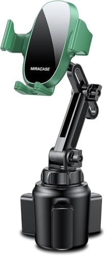 Miracase Cup Phone Holder for Car, [Upgraded Version] Adjustable Long Neck Car Cup Holder Phone Mount Cradle Friendly Compatible with iPhone Samsung Google and All Smartphones, Green - color: Storm Green